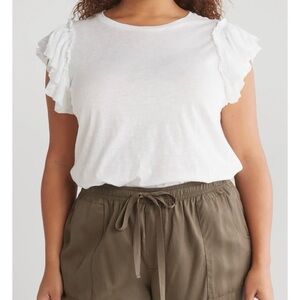 NWT Industry Republic Clothing Double Flutter Ruffle Sleeve Top Pima Size 2X